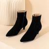 imageSHEMEE Fashion Womens Kitten Heels Ankle Boots Sexy Pointy Toe Booties Mid Heels Zipper Work Party Dress ShoesBlack Suede