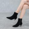 imageSHEMEE Fashion Womens Kitten Heels Ankle Boots Sexy Pointy Toe Booties Mid Heels Zipper Work Party Dress ShoesBlack Suede