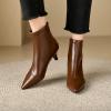 imageSHEMEE Fashion Womens Kitten Heels Ankle Boots Sexy Pointy Toe Booties Mid Heels Zipper Work Party Dress ShoesBrown