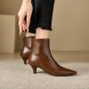 imageSHEMEE Fashion Womens Kitten Heels Ankle Boots Sexy Pointy Toe Booties Mid Heels Zipper Work Party Dress ShoesBrown