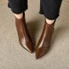 imageSHEMEE Fashion Womens Kitten Heels Ankle Boots Sexy Pointy Toe Booties Mid Heels Zipper Work Party Dress ShoesBrown