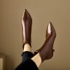imageSHEMEE Fashion Womens Kitten Heels Ankle Boots Sexy Pointy Toe Booties Mid Heels Zipper Work Party Dress ShoesBrown