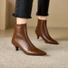 imageSHEMEE Fashion Womens Kitten Heels Ankle Boots Sexy Pointy Toe Booties Mid Heels Zipper Work Party Dress ShoesBrown