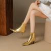 imageSHEMEE Fashion Womens Kitten Heels Ankle Boots Sexy Pointy Toe Booties Mid Heels Zipper Work Party Dress ShoesGold