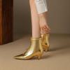 imageSHEMEE Fashion Womens Kitten Heels Ankle Boots Sexy Pointy Toe Booties Mid Heels Zipper Work Party Dress ShoesGold