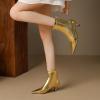 imageSHEMEE Fashion Womens Kitten Heels Ankle Boots Sexy Pointy Toe Booties Mid Heels Zipper Work Party Dress ShoesGold