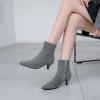 imageSHEMEE Fashion Womens Kitten Heels Ankle Boots Sexy Pointy Toe Booties Mid Heels Zipper Work Party Dress ShoesGrey Suede
