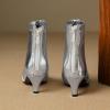 imageSHEMEE Fashion Womens Kitten Heels Ankle Boots Sexy Pointy Toe Booties Mid Heels Zipper Work Party Dress ShoesSilver