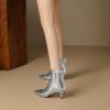 imageSHEMEE Fashion Womens Kitten Heels Ankle Boots Sexy Pointy Toe Booties Mid Heels Zipper Work Party Dress ShoesSilver