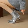 imageSHEMEE Fashion Womens Kitten Heels Ankle Boots Sexy Pointy Toe Booties Mid Heels Zipper Work Party Dress ShoesSilver