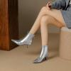 imageSHEMEE Fashion Womens Kitten Heels Ankle Boots Sexy Pointy Toe Booties Mid Heels Zipper Work Party Dress ShoesSilver