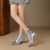 imageSHEMEE Fashion Womens Kitten Heels Ankle Boots Sexy Pointy Toe Booties Mid Heels Zipper Work Party Dress ShoesSilver