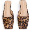 imageSHEMEE Womens Mules Block Kitten Heels Slip On Closed Square Toe Chunky Pumps Slides Backless Casual Dress ShoesLeopard Suede