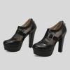 imageSHEMEE Womens Super High Heel Platform Pumps Block Chunky Heels Ankle Booties Buckle Pull On Dress ShoesBlack Mesh