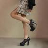 imageSHEMEE Womens Super High Heel Platform Pumps Block Chunky Heels Ankle Booties Buckle Pull On Dress ShoesBlack Mesh