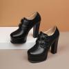 imageSHEMEE Womens Super High Heel Platform Pumps Block Chunky Heels Ankle Booties Buckle Pull On Dress ShoesBlack1
