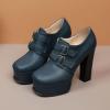 imageSHEMEE Womens Super High Heel Platform Pumps Block Chunky Heels Ankle Booties Buckle Pull On Dress ShoesBlue1