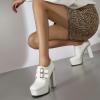 imageSHEMEE Womens Super High Heel Platform Pumps Block Chunky Heels Ankle Booties Buckle Pull On Dress ShoesWhite1