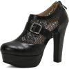 imageSHEMEE Womens Super High Heel Platform Pumps Block Chunky Heels Ankle Booties Buckle Pull On Dress ShoesBlack Mesh