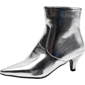 imageSHEMEE Fashion Womens Kitten Heels Ankle Boots Sexy Pointy Toe Booties Mid Heels Zipper Work Party Dress Shoes723 Silver