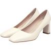 imageSHEMEE Square Toe Block Heeled Women Pumps Office Work Chunky Heels Dress ShoesBeige