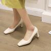 imageSHEMEE Square Toe Block Heeled Women Pumps Office Work Chunky Heels Dress ShoesBeige