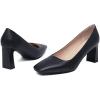 imageSHEMEE Square Toe Block Heeled Women Pumps Office Work Chunky Heels Dress ShoesBlack