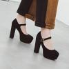 imageSHEMEE Womens Chunky High Heels Platform Mary Janes Pumps Faux Suede Ankle Strap Buckle Round Toe Block Heeled Dress ShoesBlack