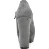 imageSHEMEE Womens Chunky High Heels Platform Mary Janes Pumps Faux Suede Ankle Strap Buckle Round Toe Block Heeled Dress ShoesGrey