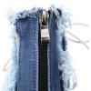 imageSHEMEE Womens Denim Patchwork Mesh Peep Toe High Heels Sandals Booties Lace Up Summer Opentoe Back Zipper Short Ankle Boots7cm Heel