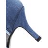 imageSHEMEE Womens Denim Patchwork Mesh Peep Toe High Heels Sandals Booties Lace Up Summer Opentoe Back Zipper Short Ankle Boots7cm Heel