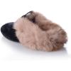 imageSHEMEE Womens Genuine Leather Fluffy Furry Fur Mules Slides Flats Low Heel Slip On Suede Loafers Closed Round Toe Backless Slippers ShoesBlack