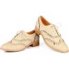 imageSHEMEE Womens Patent Leather Low Heels Vintage Wingtip Oxfords Pumps Lace Up Pointed Toe Flat Retro Brogues Dress ShoesBeige 1