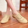 imageSHEMEE Womens Patent Leather Low Heels Vintage Wingtip Oxfords Pumps Lace Up Pointed Toe Flat Retro Brogues Dress ShoesBeige 1