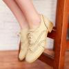 imageSHEMEE Womens Patent Leather Low Heels Vintage Wingtip Oxfords Pumps Lace Up Pointed Toe Flat Retro Brogues Dress ShoesBeige 1