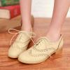 imageSHEMEE Womens Patent Leather Low Heels Vintage Wingtip Oxfords Pumps Lace Up Pointed Toe Flat Retro Brogues Dress ShoesBeige 1