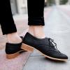 imageSHEMEE Womens Patent Leather Low Heels Vintage Wingtip Oxfords Pumps Lace Up Pointed Toe Flat Retro Brogues Dress ShoesBlack 1