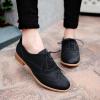 imageSHEMEE Womens Patent Leather Low Heels Vintage Wingtip Oxfords Pumps Lace Up Pointed Toe Flat Retro Brogues Dress ShoesBlack 1