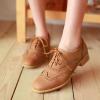 imageSHEMEE Womens Patent Leather Low Heels Vintage Wingtip Oxfords Pumps Lace Up Pointed Toe Flat Retro Brogues Dress ShoesBrown 1
