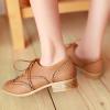 imageSHEMEE Womens Patent Leather Low Heels Vintage Wingtip Oxfords Pumps Lace Up Pointed Toe Flat Retro Brogues Dress ShoesBrown 1