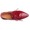 imageSHEMEE Womens Patent Leather Low Heels Vintage Wingtip Oxfords Pumps Lace Up Pointed Toe Flat Retro Brogues Dress ShoesBurgundy