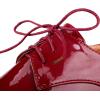 imageSHEMEE Womens Patent Leather Low Heels Vintage Wingtip Oxfords Pumps Lace Up Pointed Toe Flat Retro Brogues Dress ShoesBurgundy