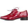imageSHEMEE Womens Patent Leather Low Heels Vintage Wingtip Oxfords Pumps Lace Up Pointed Toe Flat Retro Brogues Dress ShoesBurgundy