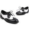 imageSHEMEE Womens Patent Leather Low Heels Vintage Wingtip Oxfords Pumps Lace Up Pointed Toe Flat Retro Brogues Dress ShoesStone Pattern Black