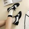 imageSHEMEE Womens Patent Leather Low Heels Vintage Wingtip Oxfords Pumps Lace Up Pointed Toe Flat Retro Brogues Dress ShoesStone Pattern Black