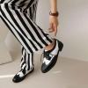 imageSHEMEE Womens Patent Leather Low Heels Vintage Wingtip Oxfords Pumps Lace Up Pointed Toe Flat Retro Brogues Dress ShoesStone Pattern Black