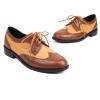 imageSHEMEE Womens Patent Leather Low Heels Vintage Wingtip Oxfords Pumps Lace Up Pointed Toe Flat Retro Brogues Dress ShoesStone Pattern Brown