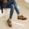 imageSHEMEE Womens Patent Leather Low Heels Vintage Wingtip Oxfords Pumps Lace Up Pointed Toe Flat Retro Brogues Dress ShoesStone Pattern Brown