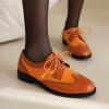imageSHEMEE Womens Patent Leather Low Heels Vintage Wingtip Oxfords Pumps Lace Up Pointed Toe Flat Retro Brogues Dress ShoesStone Pattern Orange