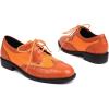 imageSHEMEE Womens Patent Leather Low Heels Vintage Wingtip Oxfords Pumps Lace Up Pointed Toe Flat Retro Brogues Dress ShoesStone Pattern Orange